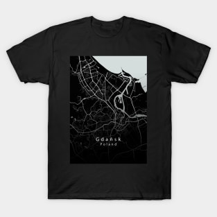 Gdansk Poland City map dark T-Shirt